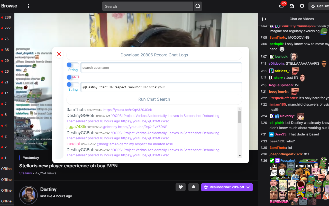 Twitch VOD Chat Search截图5