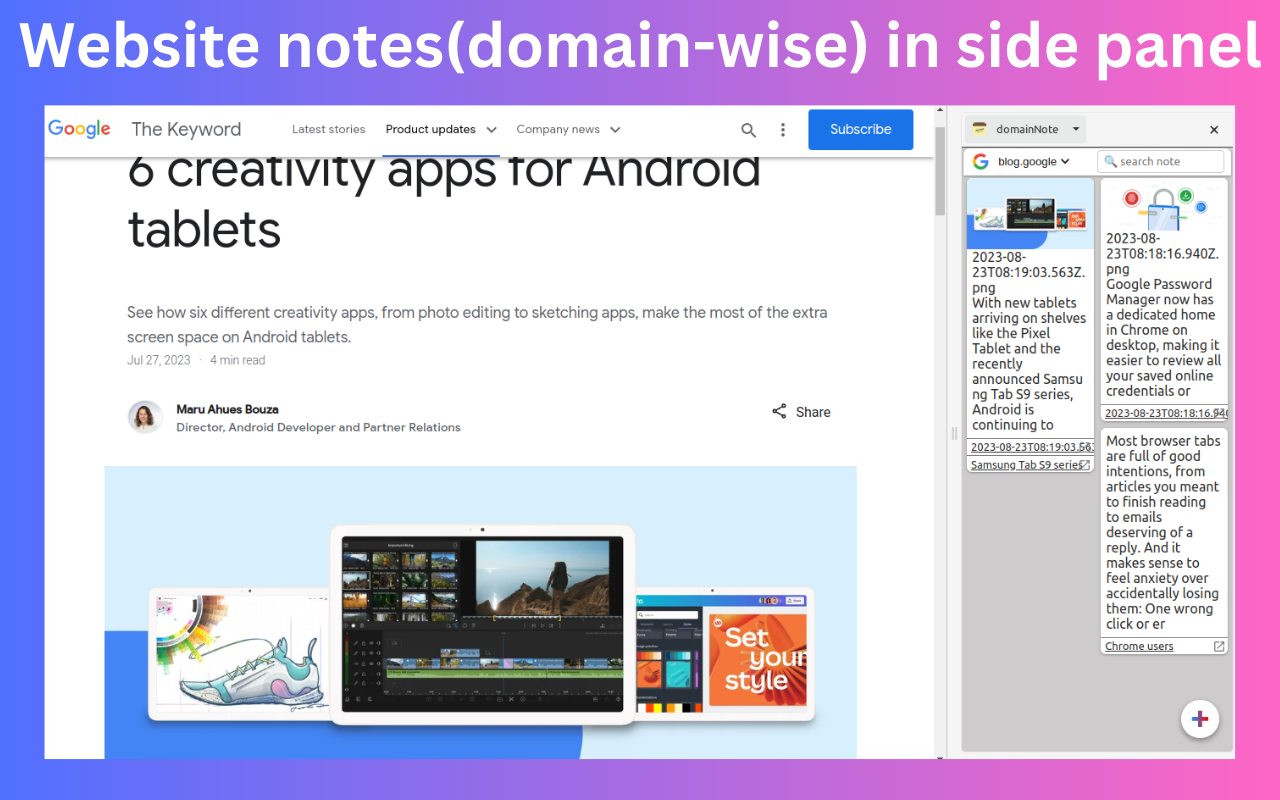 domainNote - 侧面板中的网站便签截图3