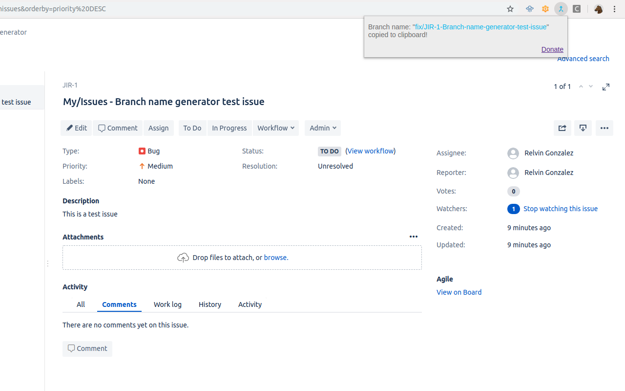 JIRA Issue Branch Name Generator截图1