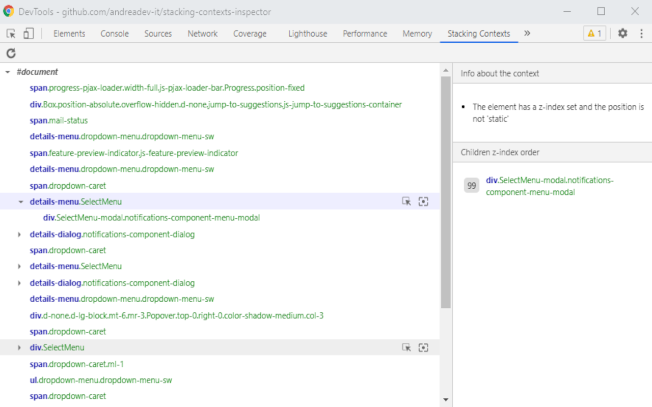 CSS Stacking Context inspector截图1