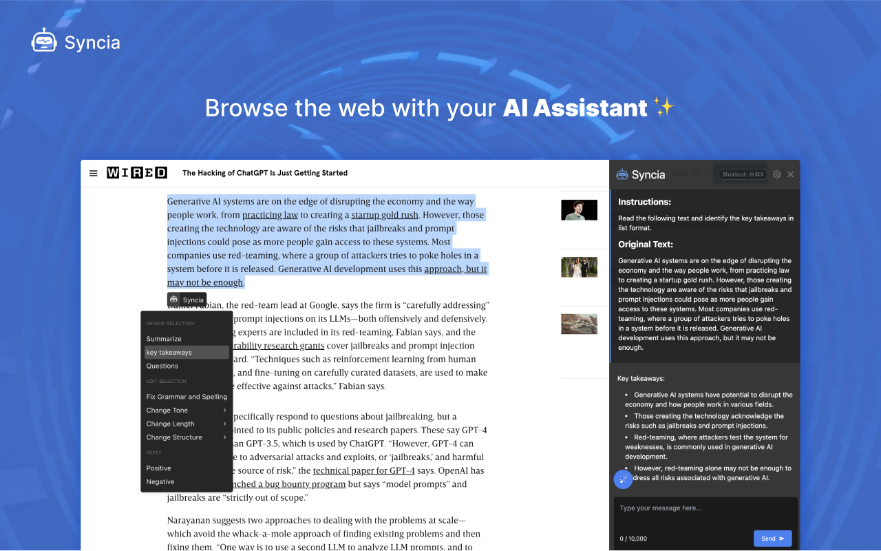 Syncia - Power of ChatGPT on any website截图3