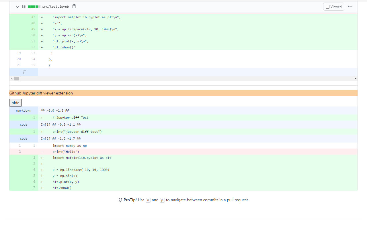 Github Jupyter diff viewer截图1
