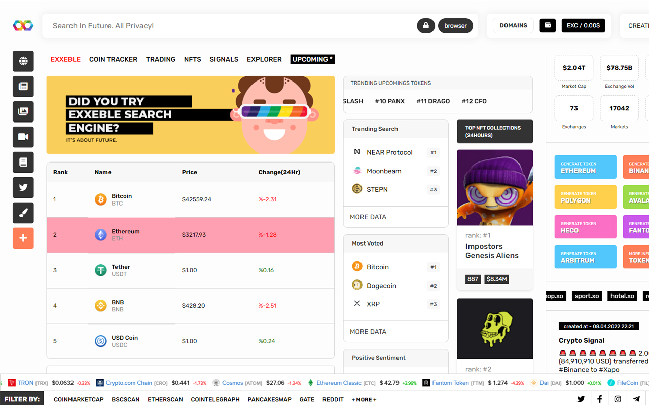 Exxeble - Search In Future - Crypto Tools截图2