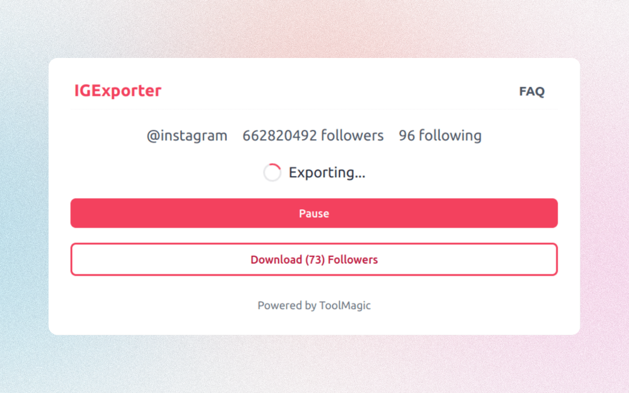 IExporter - Instagram™ 粉丝导出工具截图1