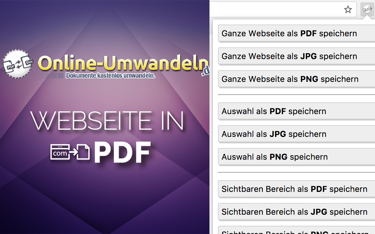 Webseite in PDF, JPG, PNG umwandeln截图1