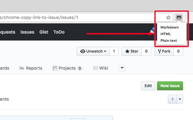 Copy the link to GitHub issue截图1