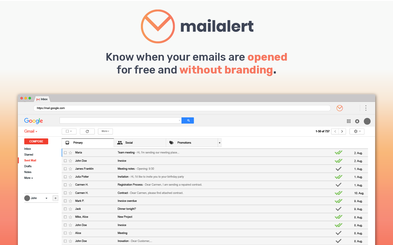 Free Email Tracking for Gmail - Mailalert截图1
