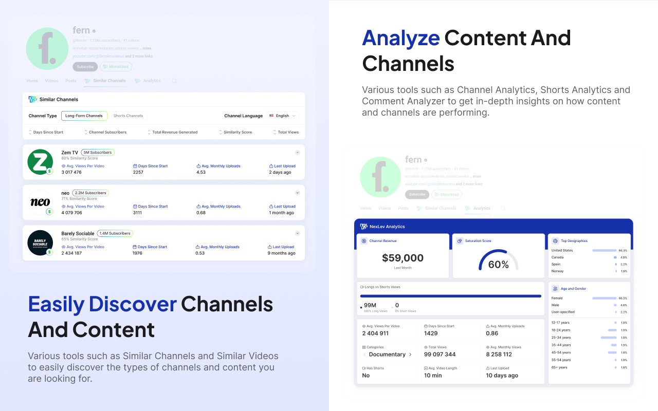 Nexlev YouTube Research & Analytics截图3