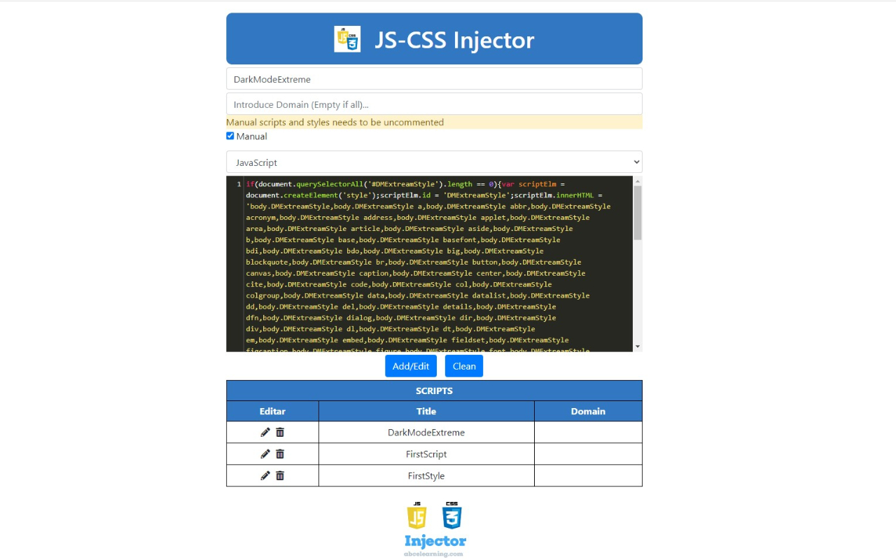 ABC JS-CSS Injector截图1