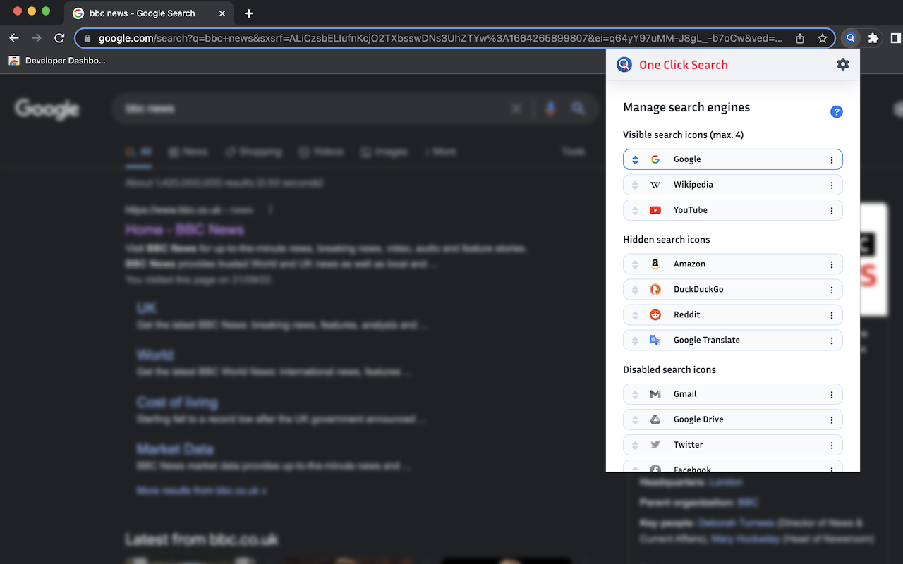 One Click Search - Select and search popup截图4