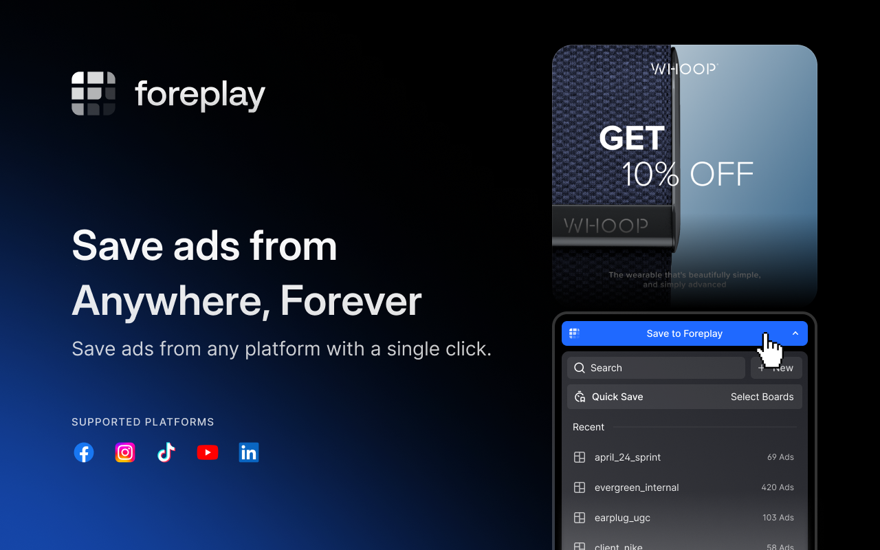 Ad Library - Save Facebook TikTok - Foreplay截图3