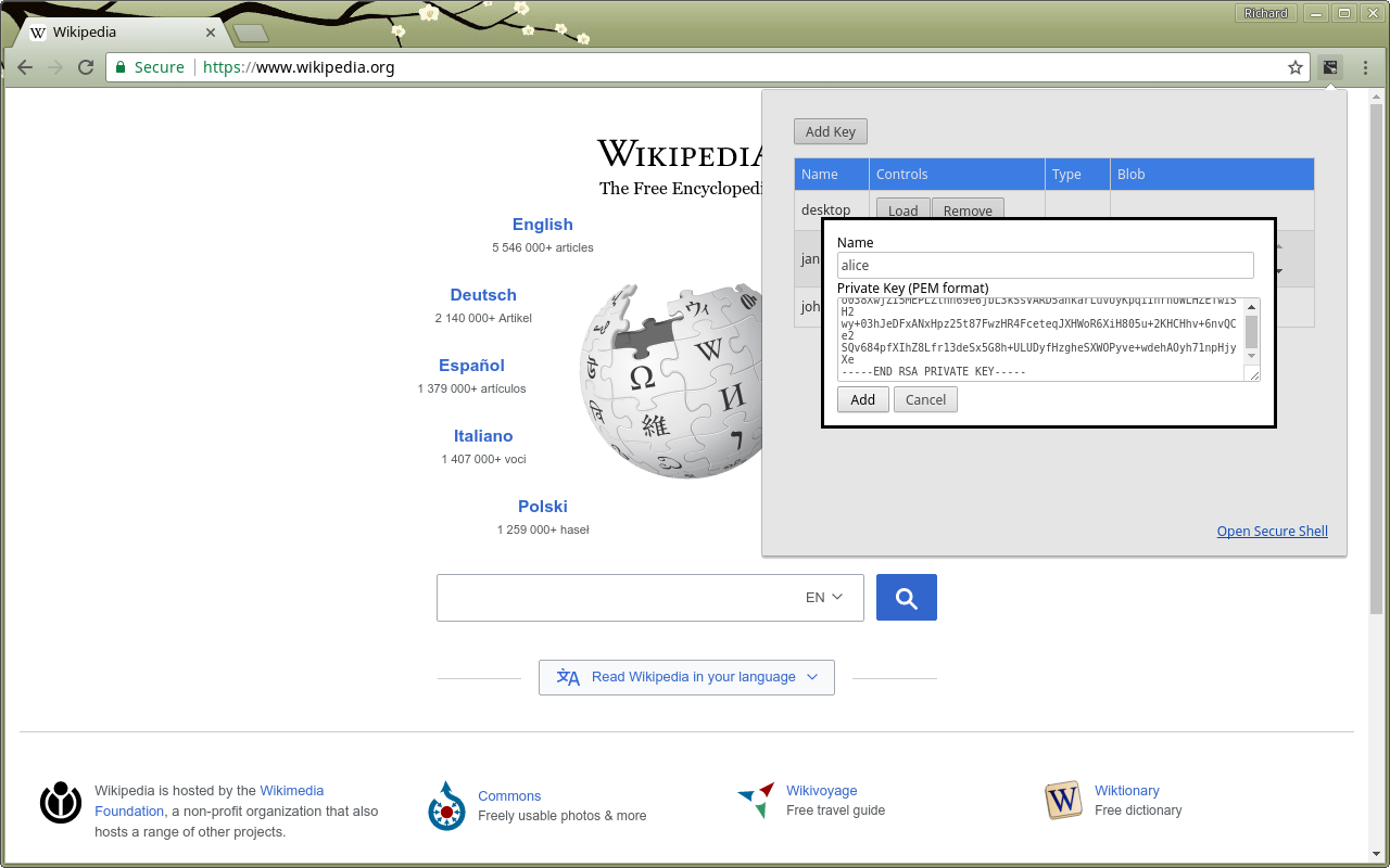 SSH Agent for Google Chrome™截图1