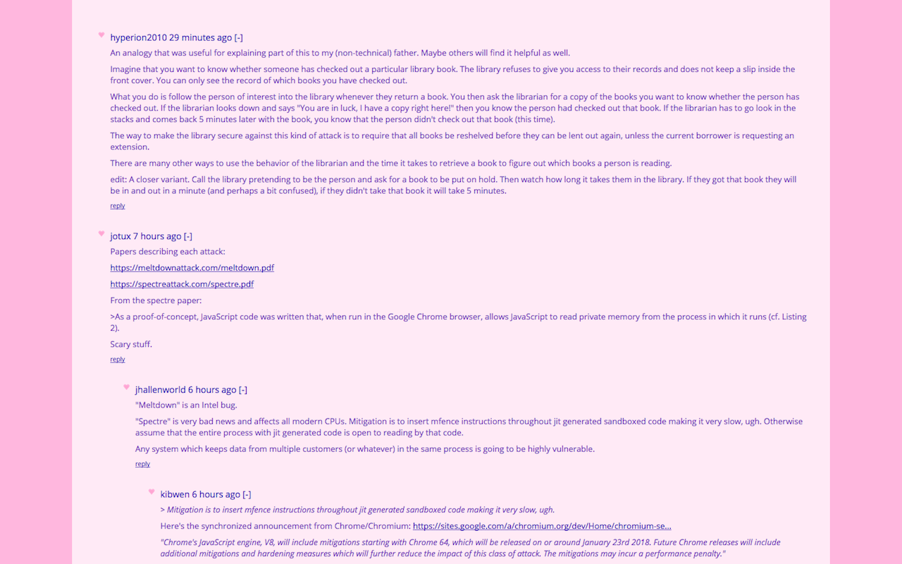 HNcute: A pretty pink Hacker News theme截图1