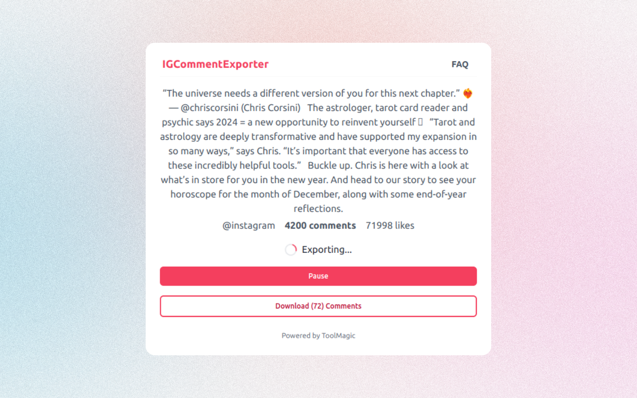 ICommentExporter - 导出 Instagram™ 评论截图3