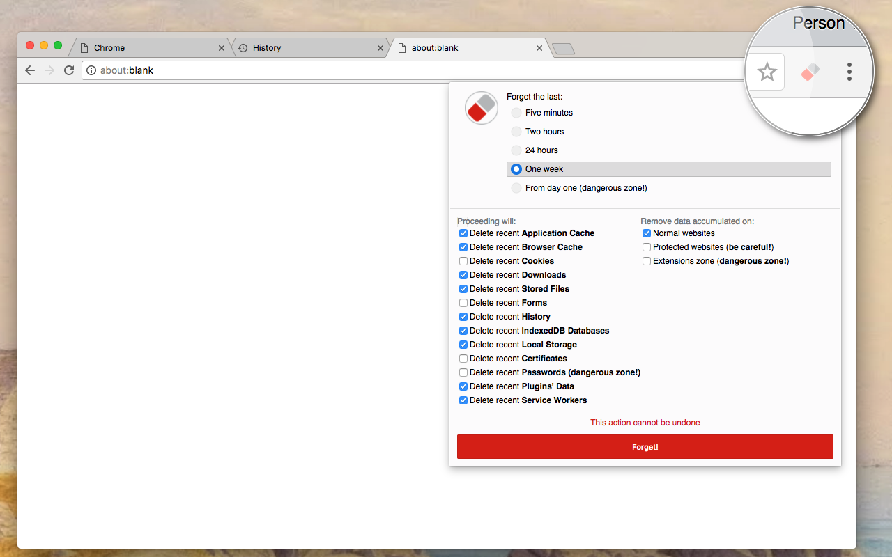 Forget Button - Clean your Browser截图1
