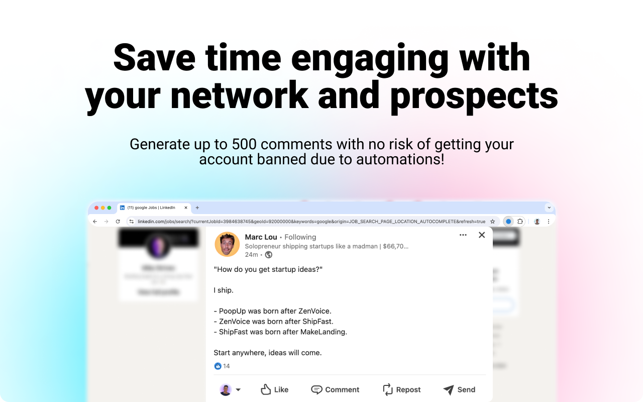wisereply - AI LinkedIn Comment Generator截图1