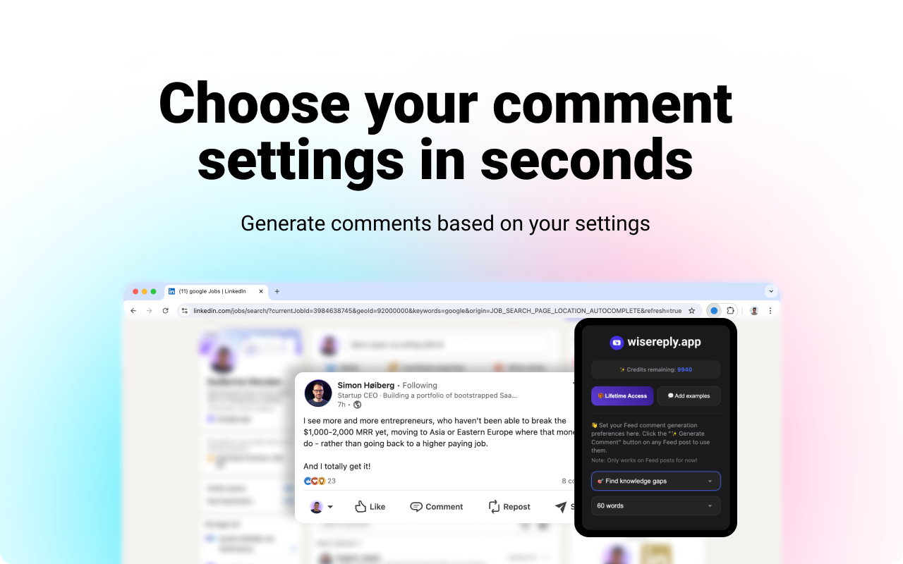 wisereply - AI LinkedIn Comment Generator截图5