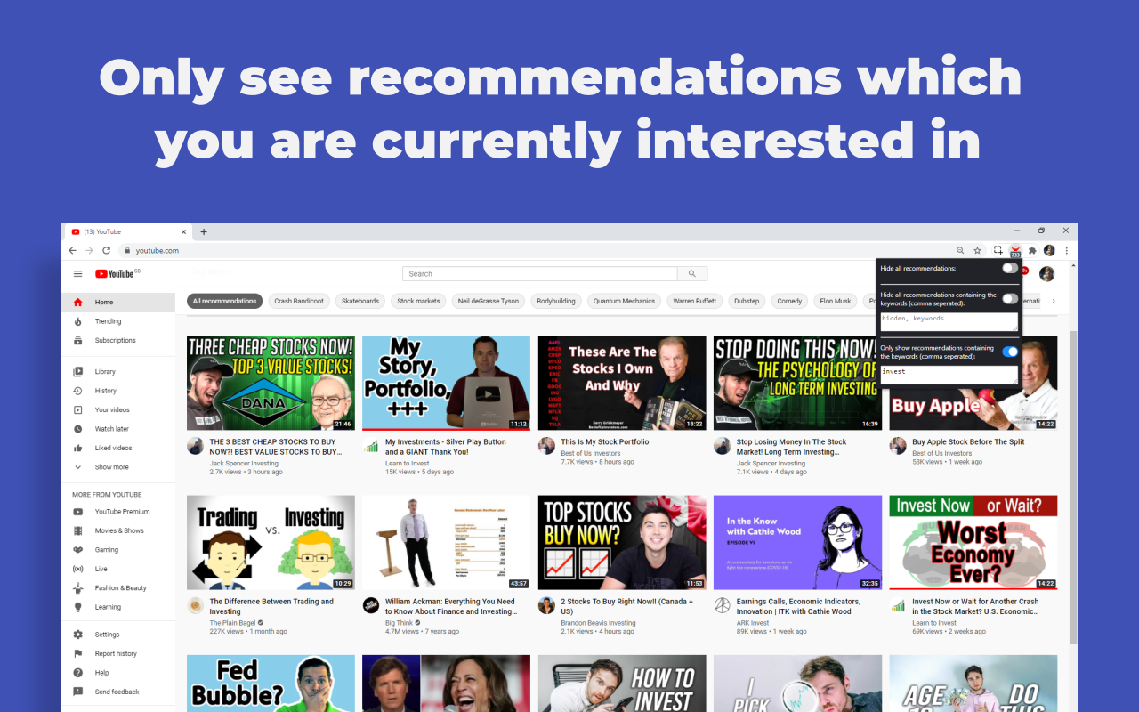 Recommendation filter for YouTube截图3