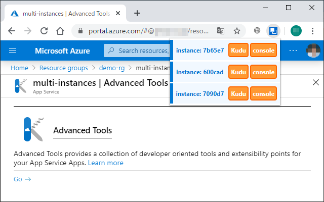 Instance selector for Azure App Service Kudu截图1