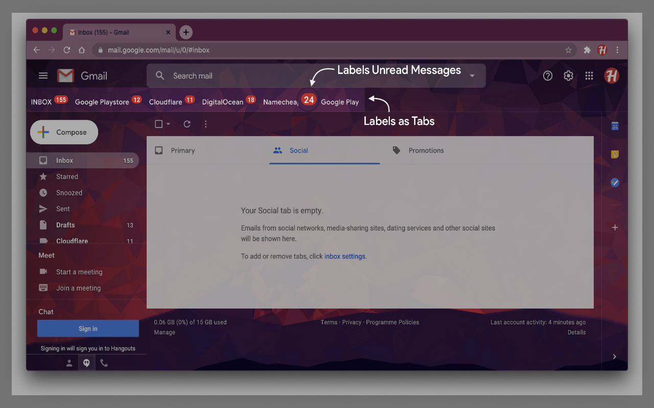Gmail Labels as Tabs截图2