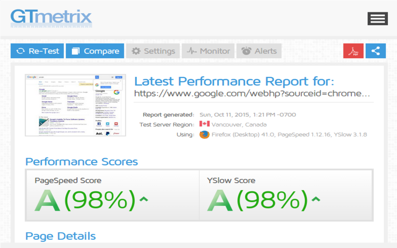 GTmetrix Analyzer Plugin截图1