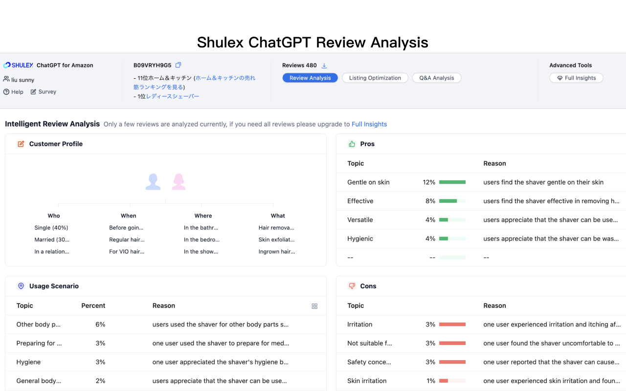 Shulex ChatGPT E-commerce Sidebar with Helium10截图1