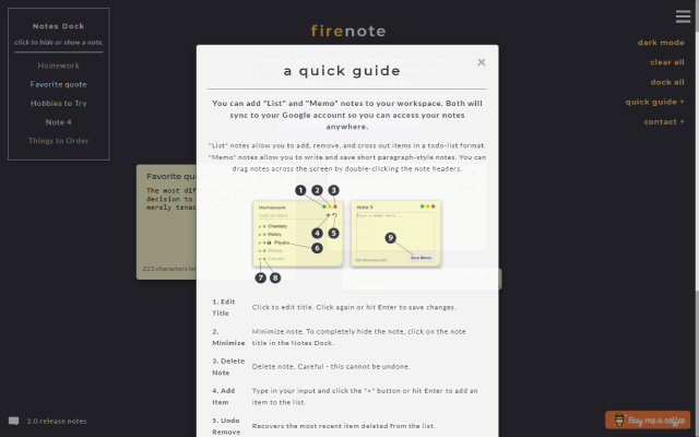 Firenote: Notes and Todo Lists in New Tab截图1