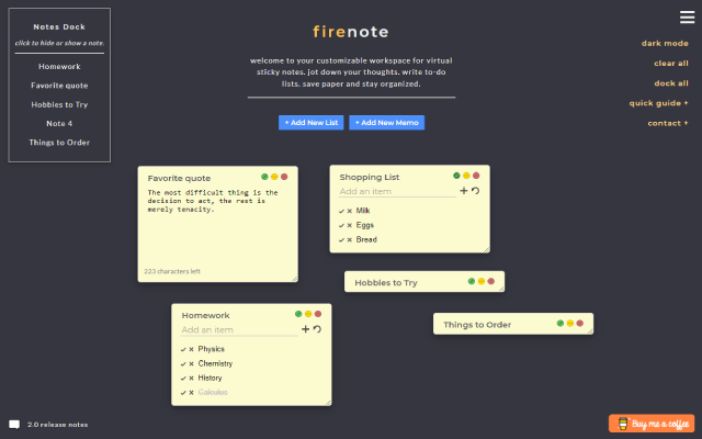 Firenote: Notes and Todo Lists in New Tab截图4