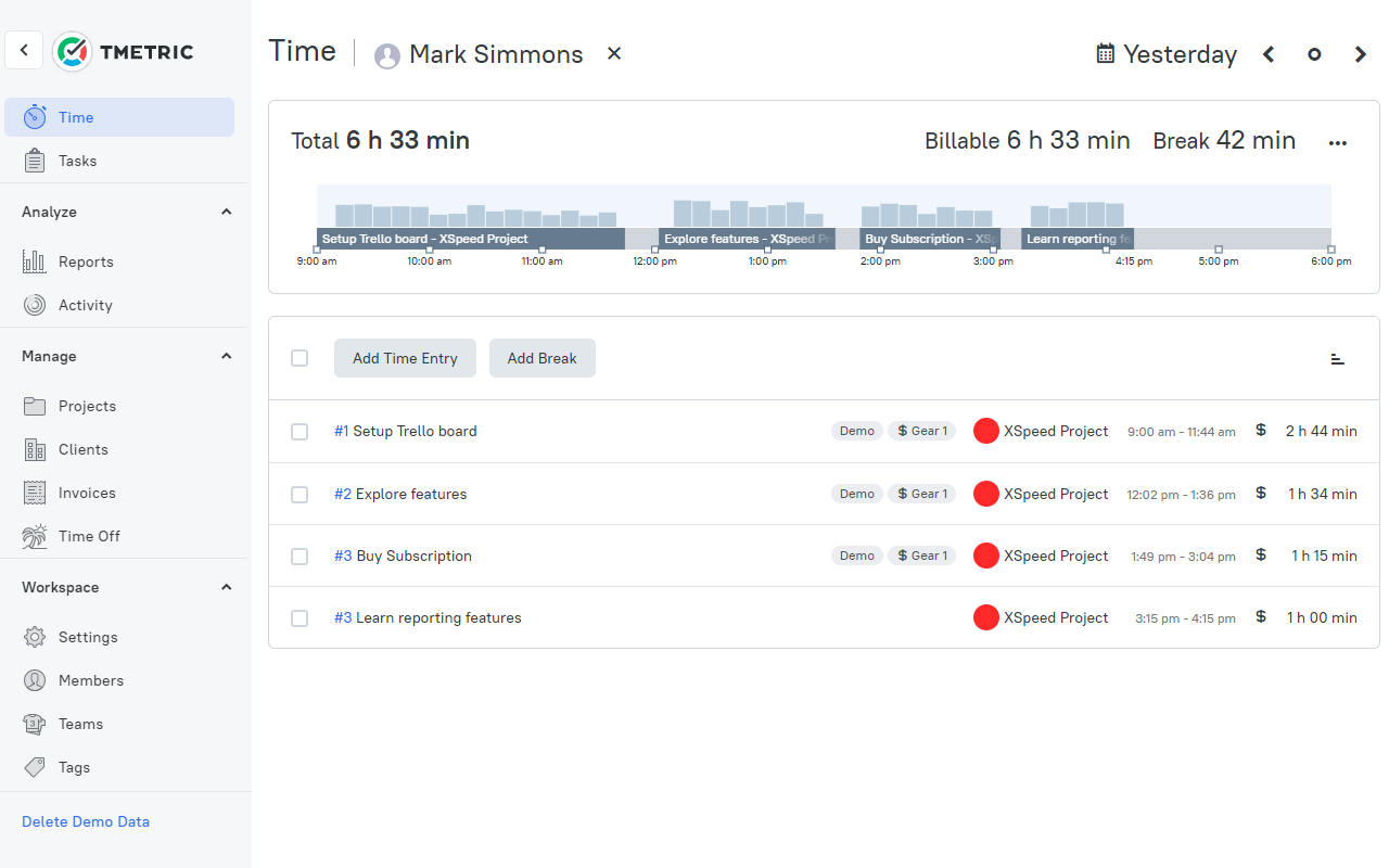TMetric – Time Tracker & Productivity App截图3