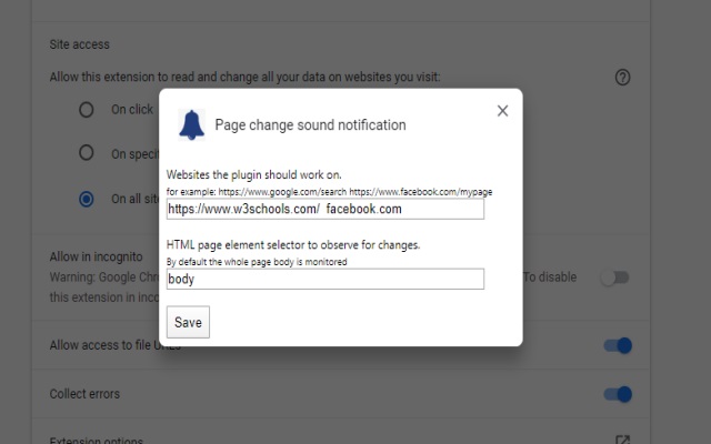 Page change monitor with a sound notification截图1