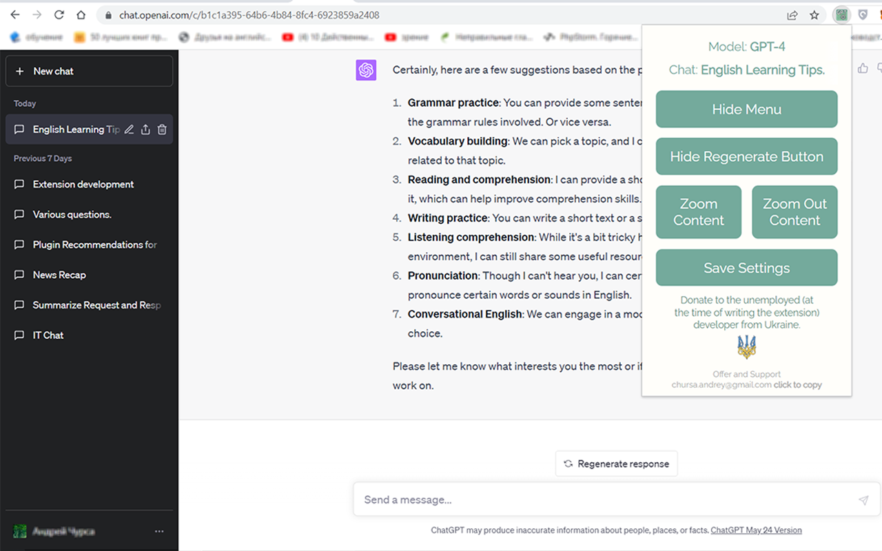 ChatGPT UI Settings截图3