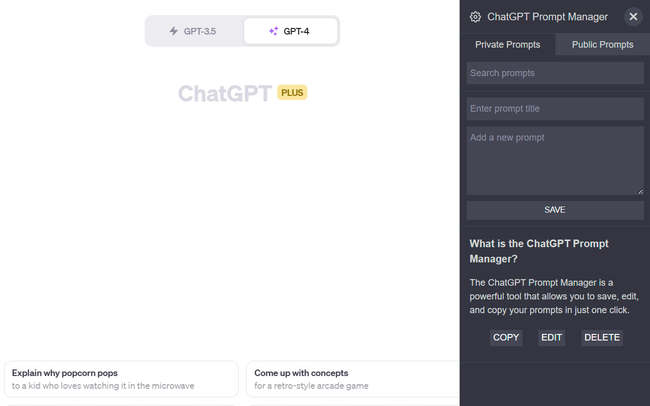 XXL Prompt Manager for ChatGPT, Claude, Gemini, Perplexity and Copilot截图3