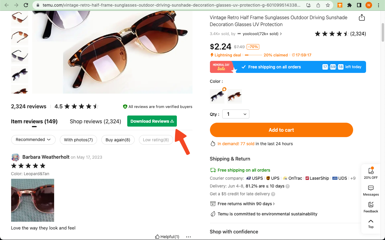Reviews Extractor for Temu™ - Scrape Review to Excel截图4