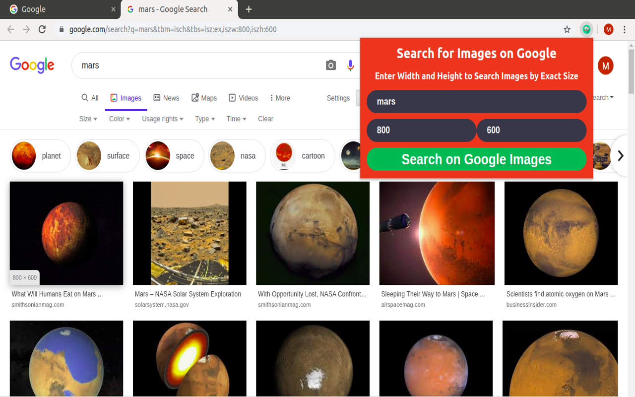 Google Search Images by Exact Size截图3
