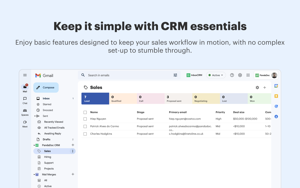 InboxCRM - Personal CRM for Gmail by PandaDoc截图2