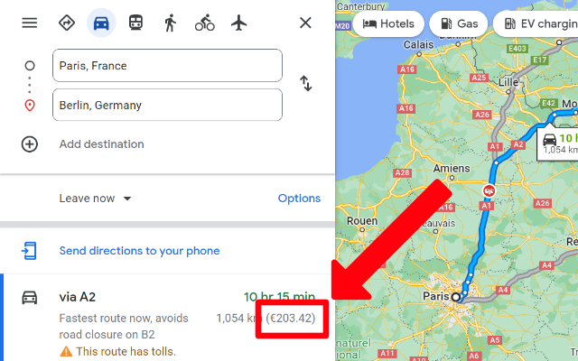 Cost of driving in Google Maps截图1