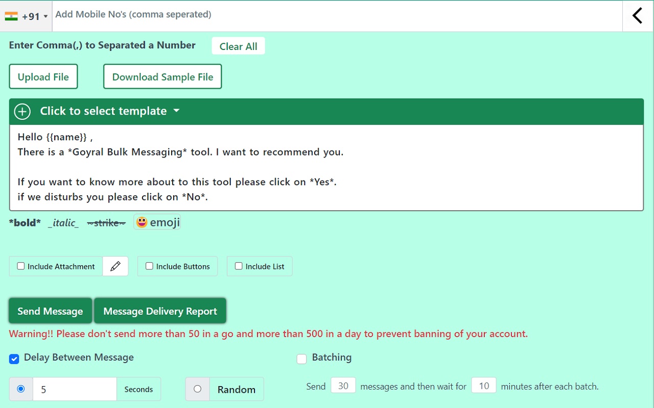 Goyral Bulk Message截图2