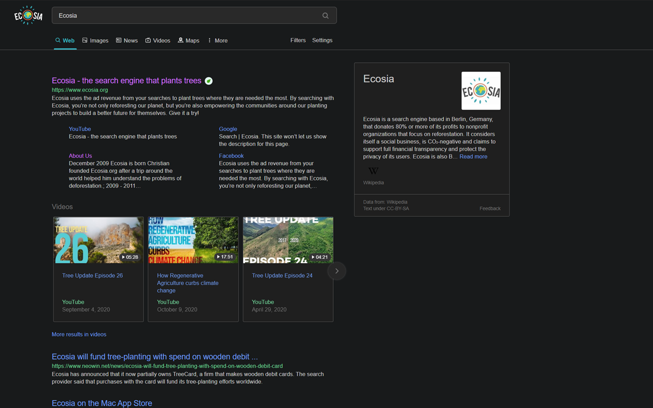 Ecosia Dark Mode截图2