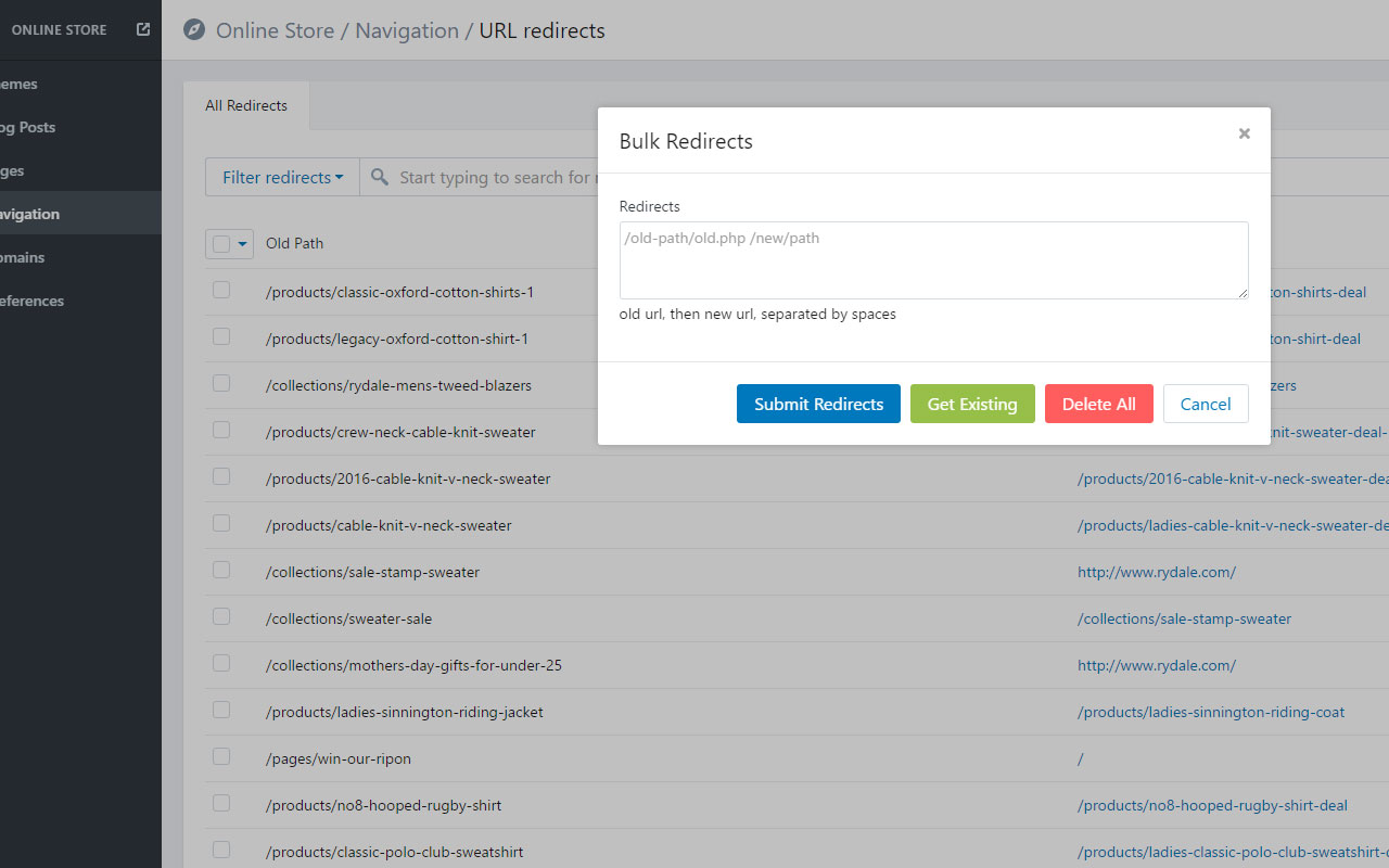 Shopify Bulk 301截图1