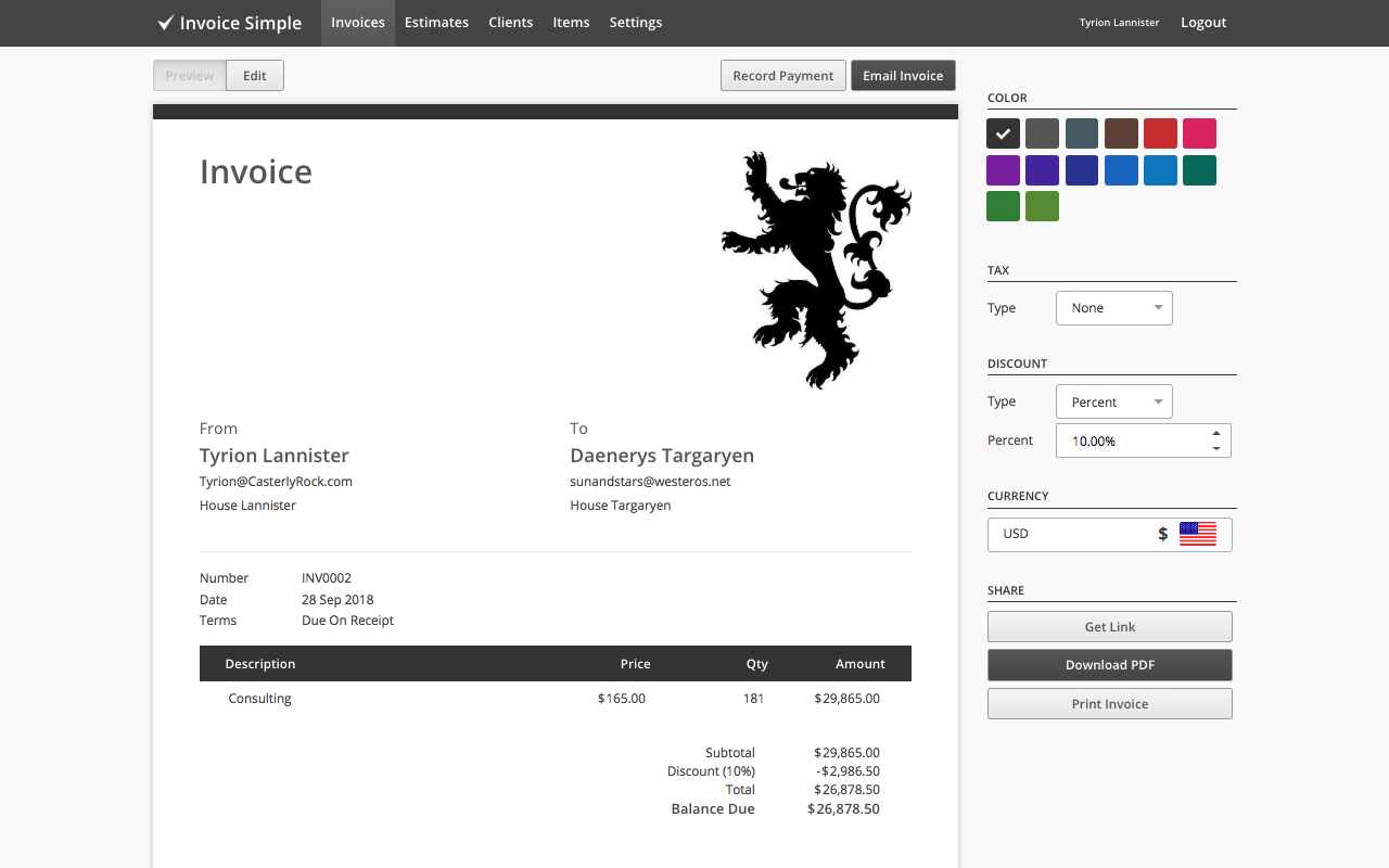 Invoice Simple截图2