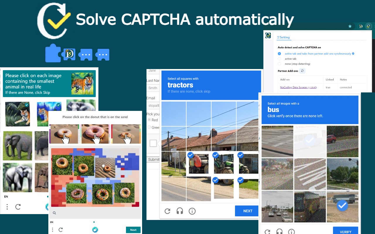 验证码自动识别器: 自动处理hCaptcha,reCAPTCHA和MTCaptcha截图1