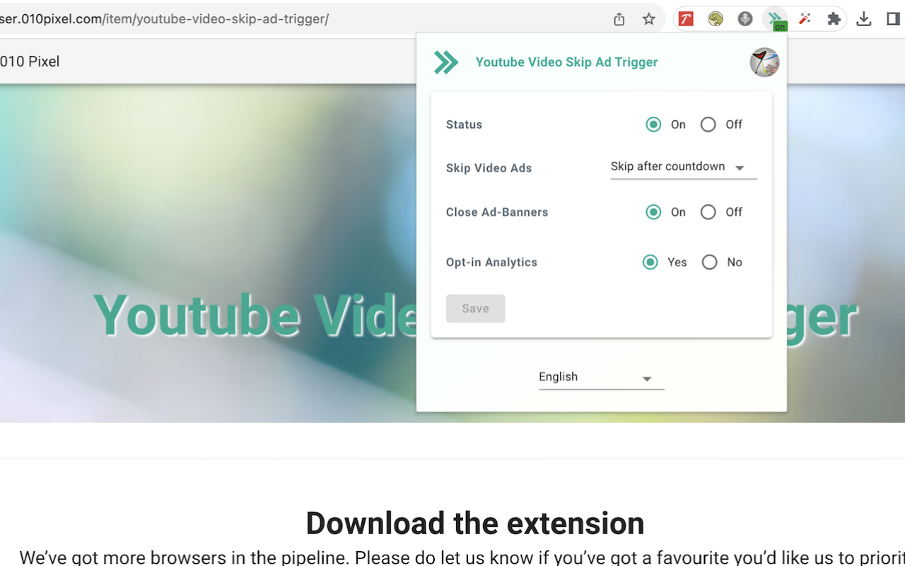 YouTube视频跳过广告触发器截图1