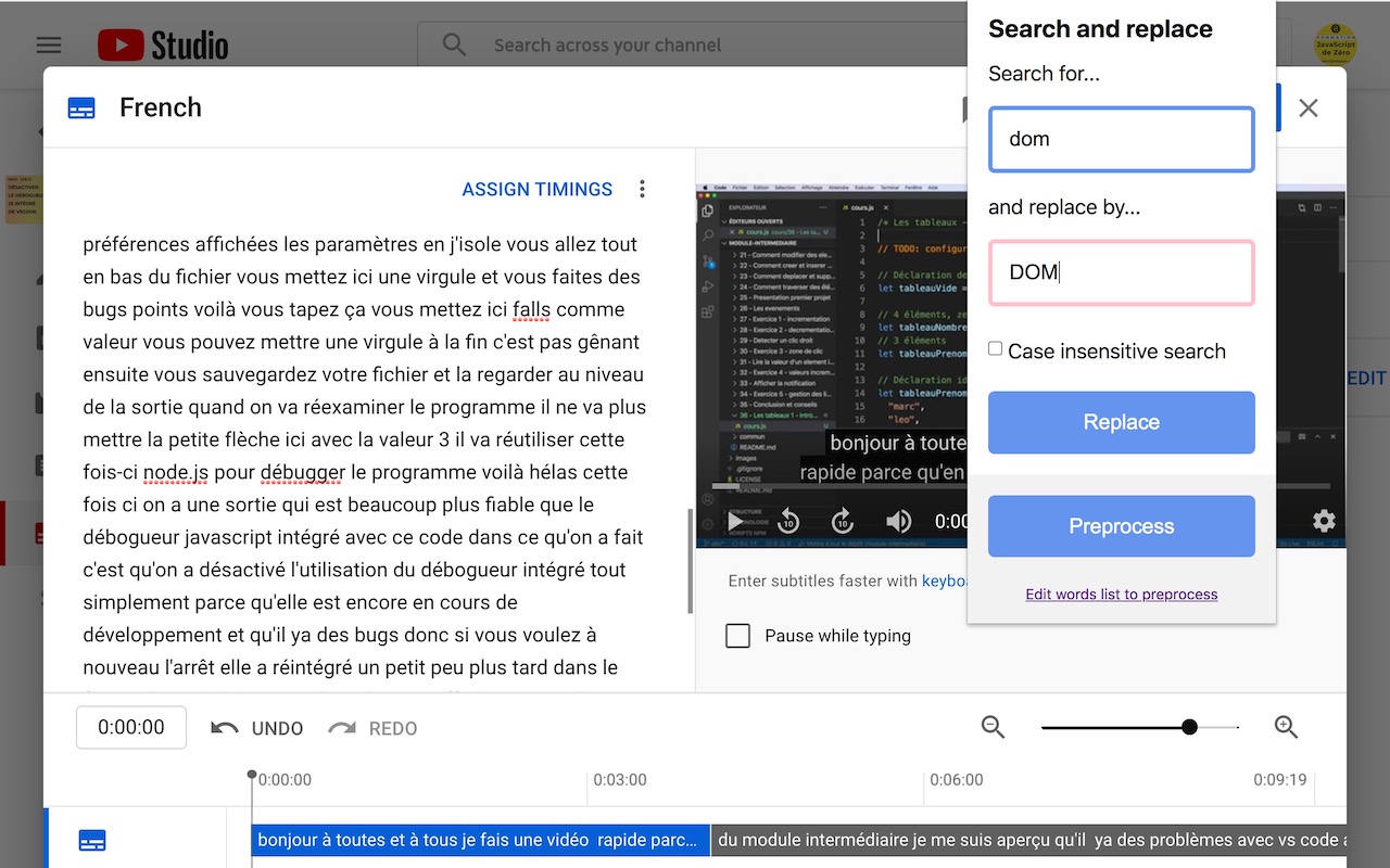 Find and replace for YouTube Subtitles截图1