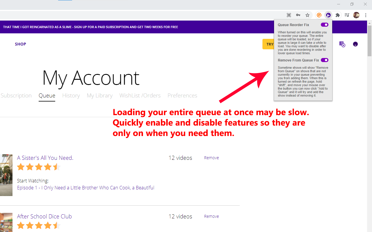 Funimation - Queue Fix截图1