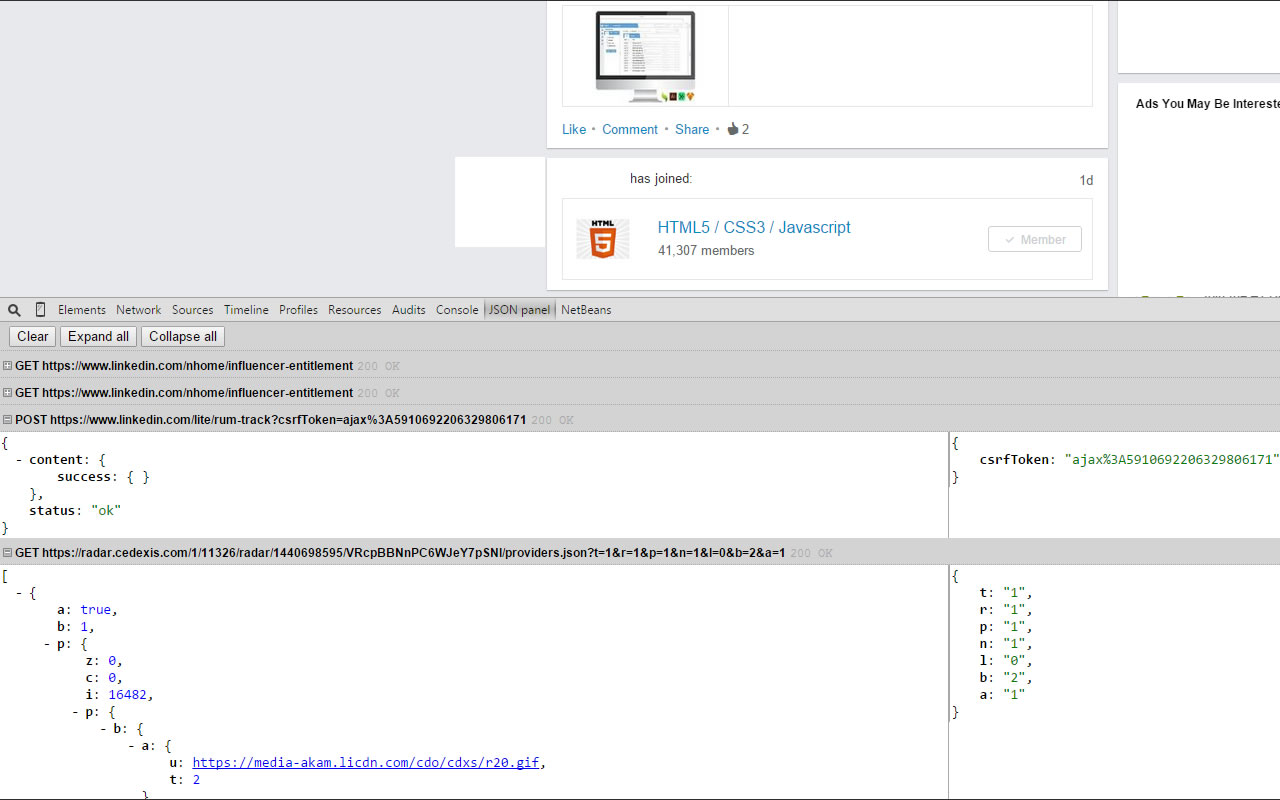 XHR JSON Panel截图1