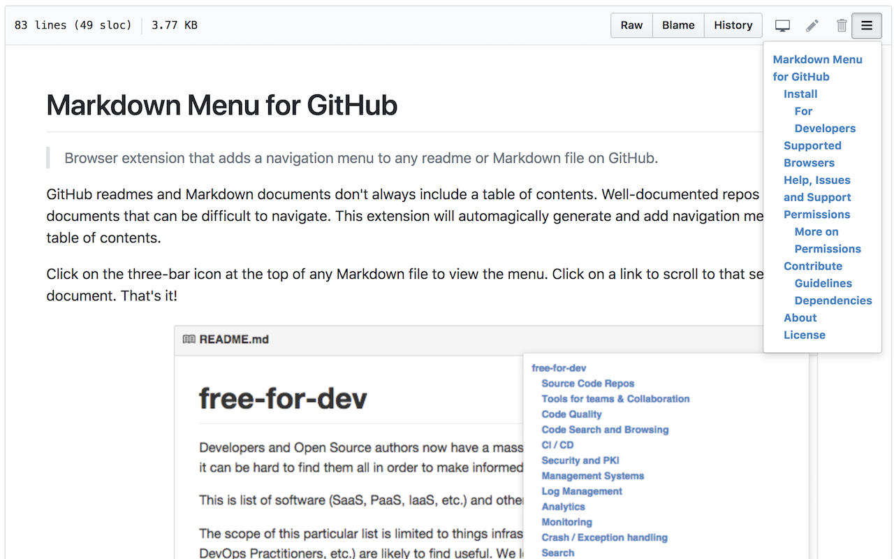 Markdown Menu for GitHub截图1