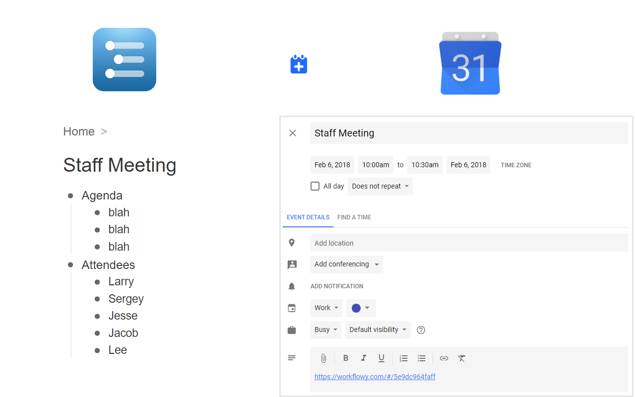 WorkFlowy to Google Calendar截图1