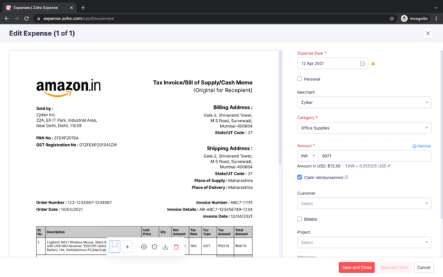 Zoho Expense截图2