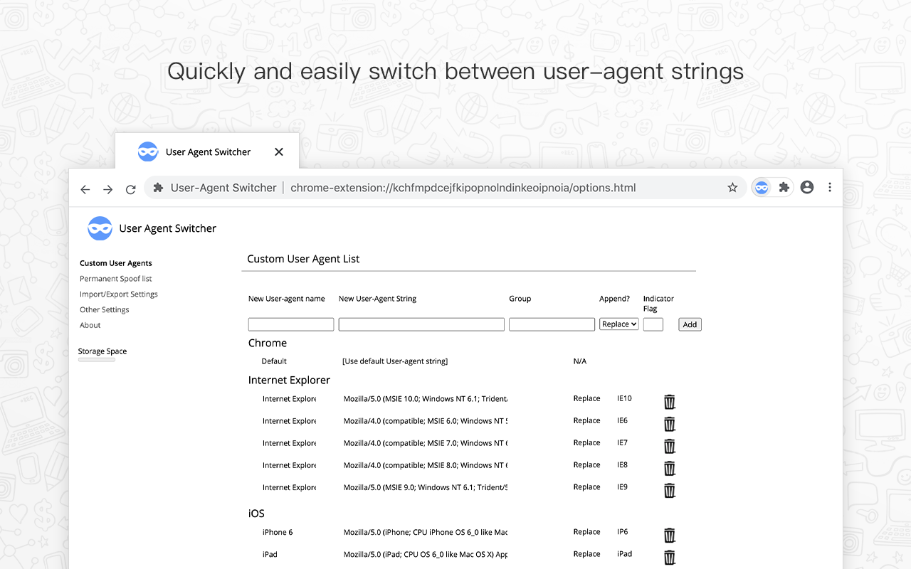 User Agent Switcher截图2