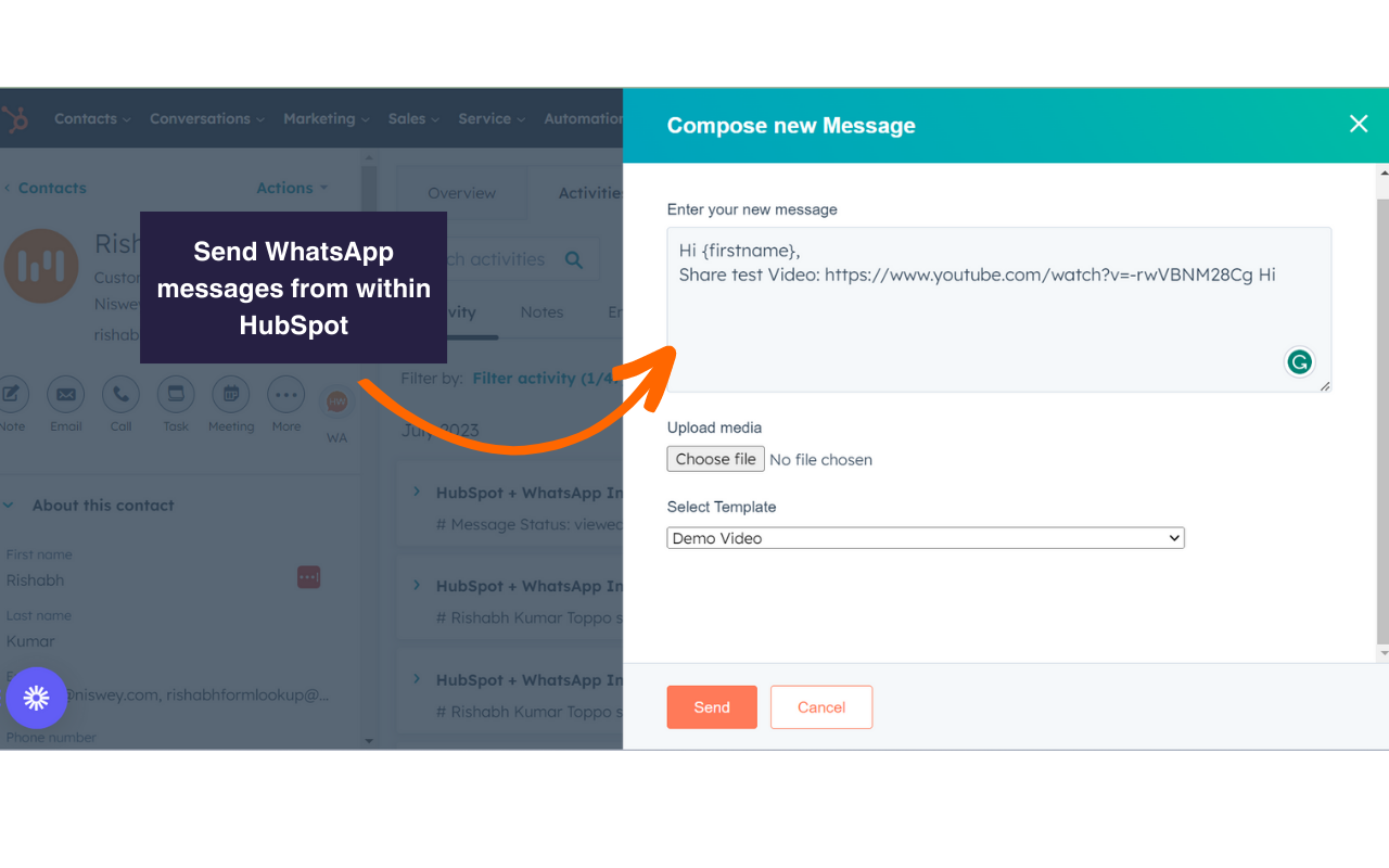 HubSpot + WhatsApp Integration截图2
